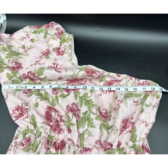SHOW ME YOUR MUMU Deluca Pink Floral One Shoulder Linen Blend Tiered Dress Sz XL - Picture 9 of 9